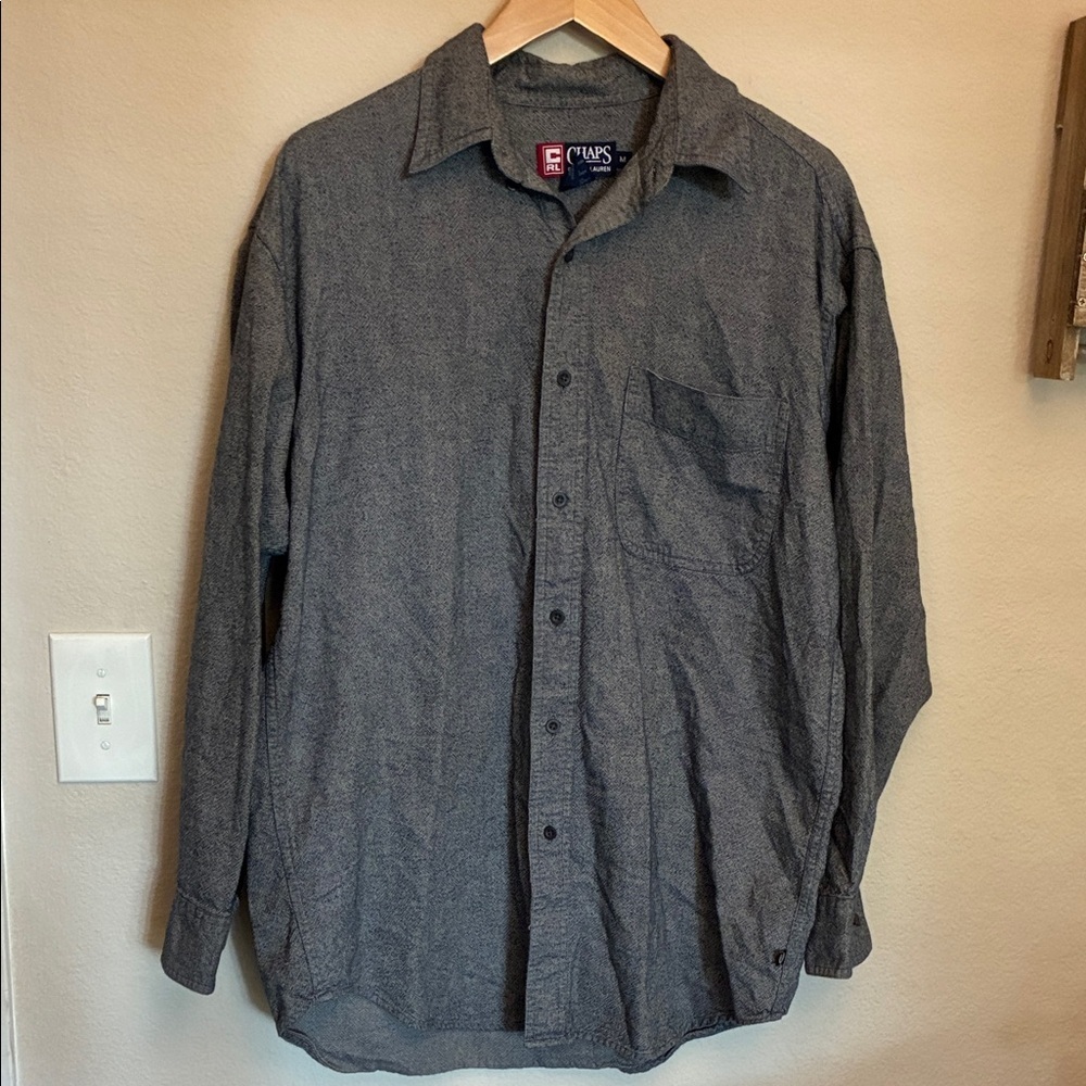 Chaps Men's Dark Gray Casual Button-Down Shirt Size M